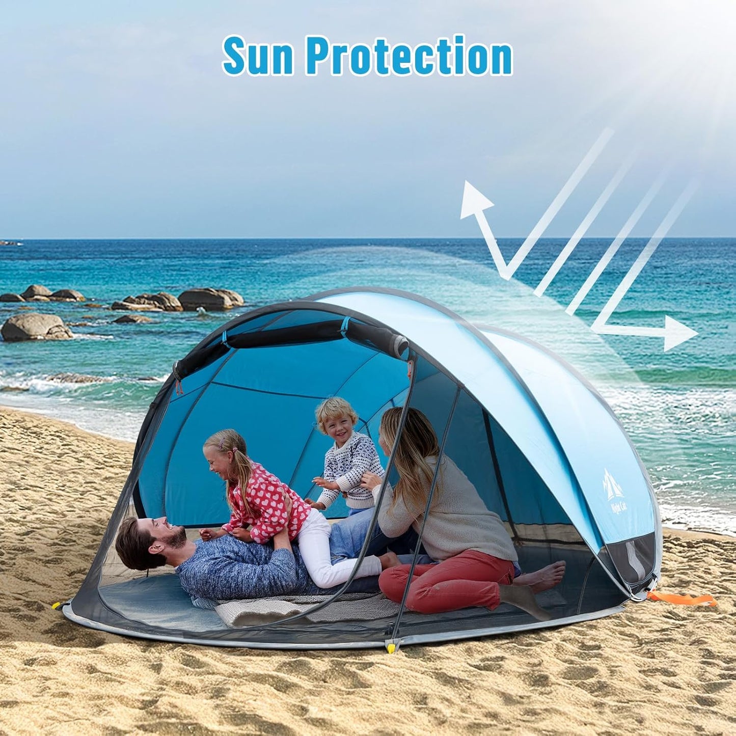 Night Cat Pop-up Beach Tent: Large Sun Shade Shelter for 2-4 Persons Picnic Sport Activities