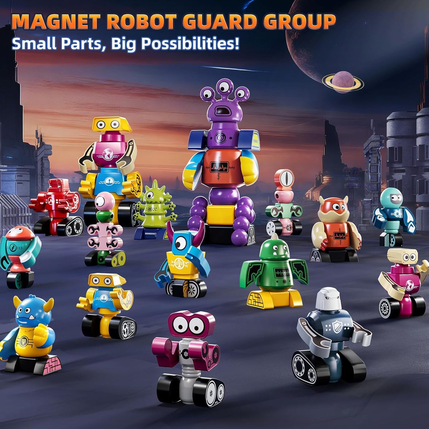 Magnets Robot Building Toys for Kids Ages 3-5 4-8 - 106 PCS Monsters Toys Robot Stacking Building Blocks Set with Storage Box, Creative Learning Christmas and Birthday Gifts for Boys Girls 2-4