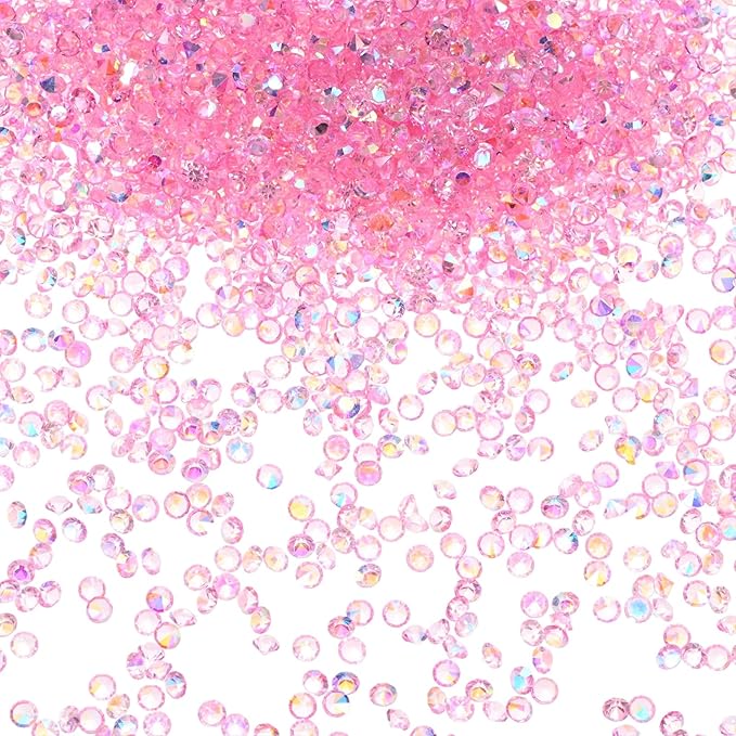 14400-Pack Acrylic Diamonds, 0.12 Inch/3mm Wedding Table Scatter Confetti Crystals for Vase Fillers/Art Craft, Acrylic Diamonds Gems [Light Pink AB]