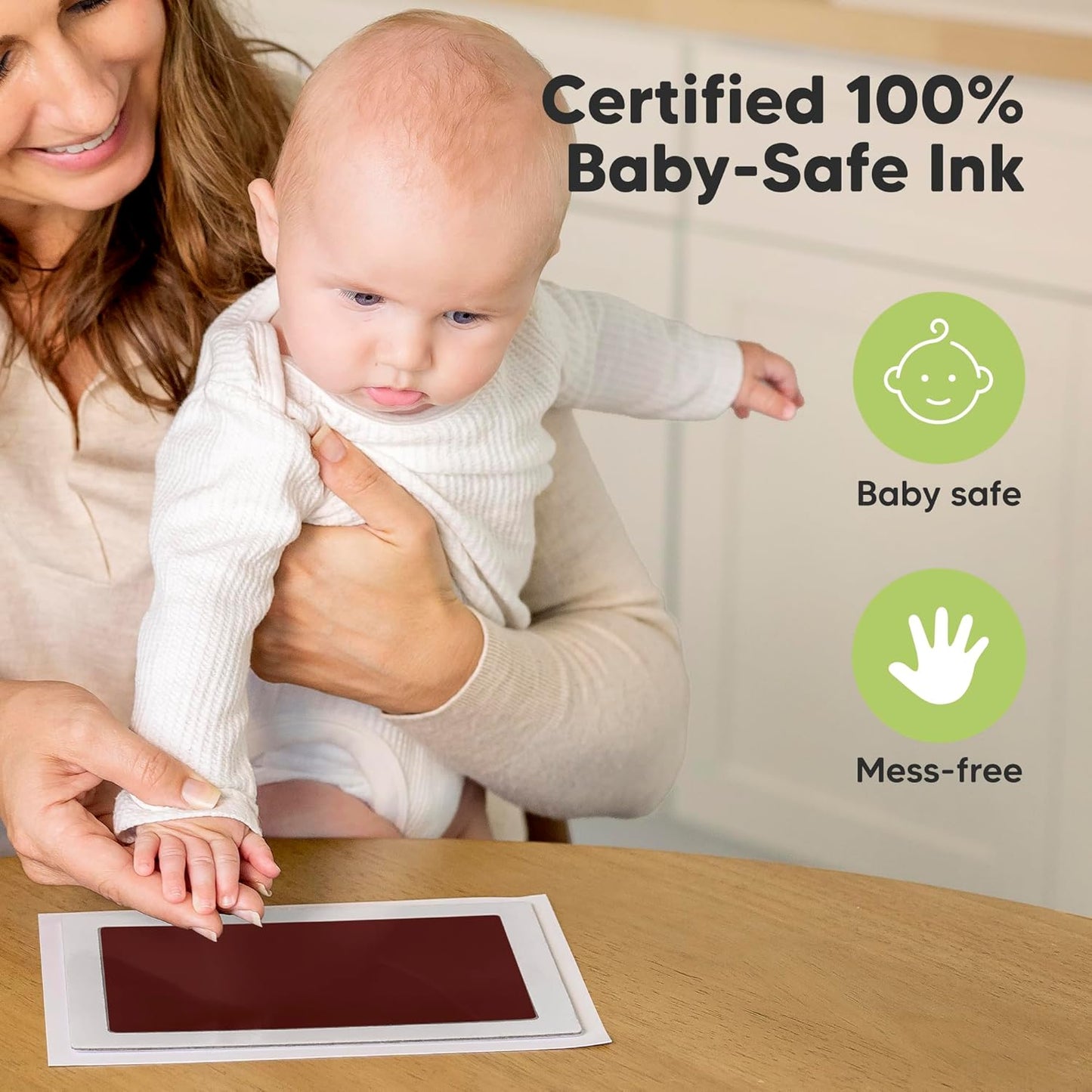 1-Pack Inkless Baby Hand and Footprint Kit - Mess Free Ink Pad for Newborn Keepsake, Dog Nose & Paw Print Kit, Clean Touch Ink Pad for Baby Hand & Footprints, Ideal New Mom Gifts(Auburn, Jumbo)