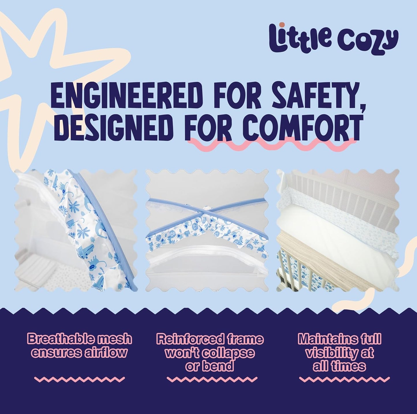 Crib Tent to Keep Baby from Climbing Out – Pop Up Crib Net Canopy with Strong Breathable Mesh, Double Auto-Lock Zippers & Durable Frame – Easy Install Baby Safety Cover for Standard Cribs