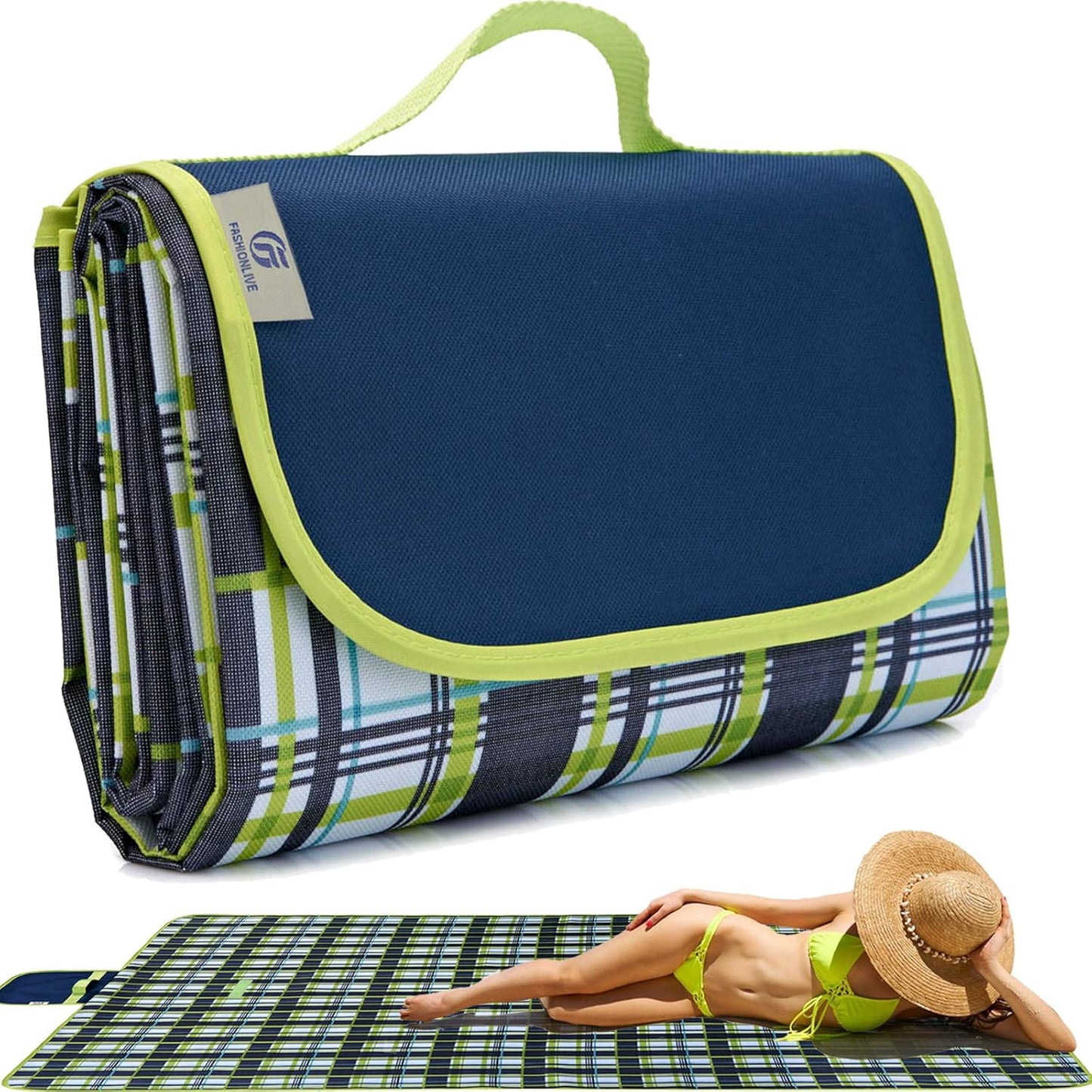 Picnic Blanket Beach Mat Extra Large Sandproof Waterproof Camping Blanket Portable Travel Blanket Play Mat for Outdoor Indoor Family Women Men Kids Beach BBQ Park Grass, 79"x57"