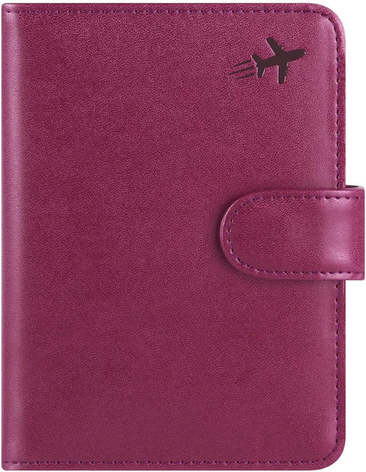 Passport Holder Cover Wallet RFID Blocking Leather Card Case Travel Accessories for Women Men (Z #Purple)