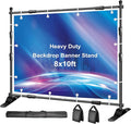 FUDESY Backdrop Banner Stand, 10x8ft Heavy Duty Display Frame, Adjustable Metal Telescopic Tube, Step and Repeat Background Stand Kit for Trade Show, Photography Photo Booth, Party, with Sandbags