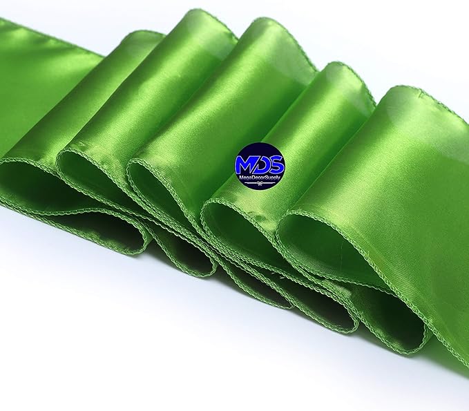 MDS Pack of 75 PCS Satin Chair Sashes Charmeuse Sateen Dining Chair Bows Ribbon Ties Back Sash for Wedding Party Birthday Home Hotel Restaurant Banquet Decoration (7 x 108 Inch, Parrot Green)