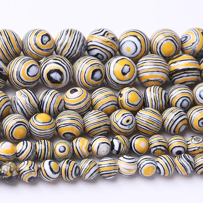 Yellow Peacock Turquoise Stone Beads Gemstone Round Crystal Energy Jade Beads Stone Beads for Jewelry Making DIY Bracelet Necklace Jewelry Making 1 Strand 15.5inch 4MM