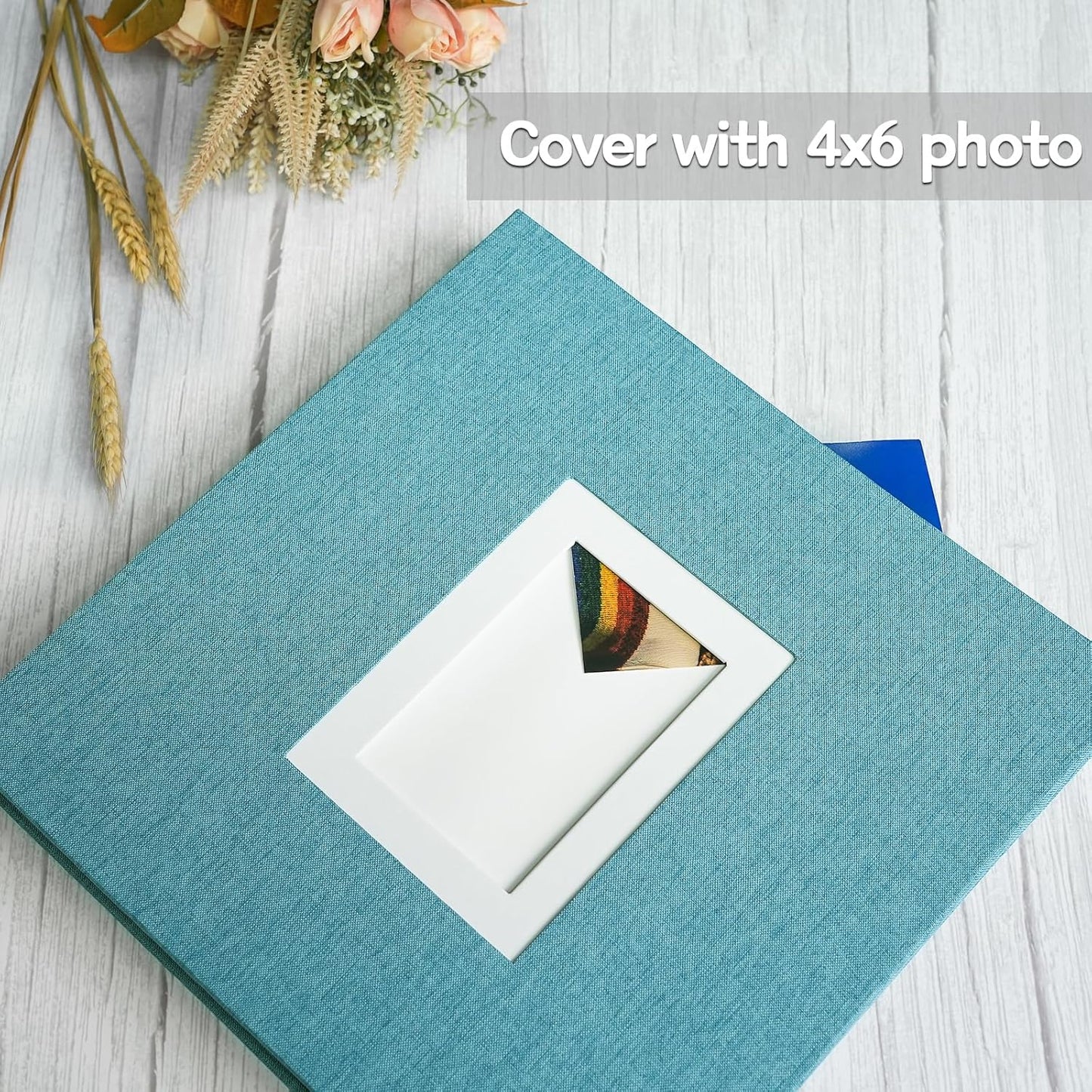 Vienrose Photo Album Self Adhesive for 2x3 4x6 5x7 8x10 Pictures DIY Scrapbook 40 Blank Pages Linen Cover Memory Book for Wedding, Baby Growth, Travel, Skyblue