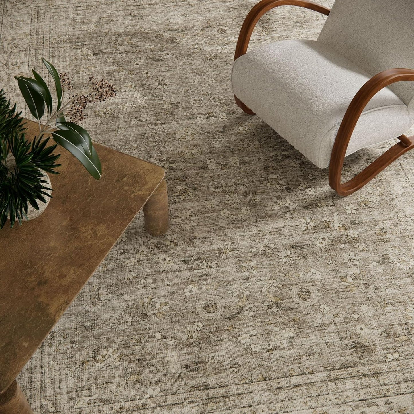 Machine Washable Rugs for Living Room: 8x10 Area Rugs for Bedroom Vintage Stain Resistant Non Slip Low Pile Lightweight Boho Carpet for Kitchen Dining Room Farmhouse Kids Room Nursery