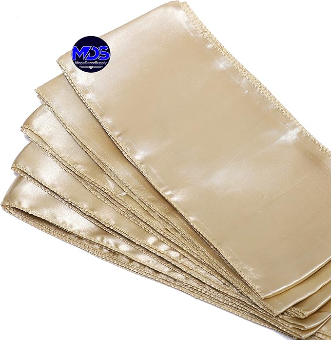 MDS Pack of 300 PCS Satin Chair Sashes Charmeuse Sateen Dining Chair Bows Ribbon Ties Back Sash for Wedding Party Birthday Home Hotel Restaurant Banquet Decoration (7 x 108 Inch, Champagne Gold)
