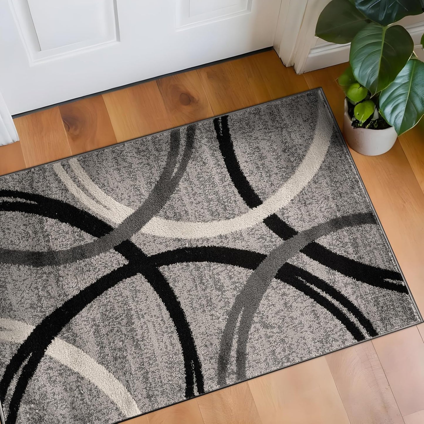 Rugshop Modern Wavy Circles Design Area Rug 2'7" x 4' Gray