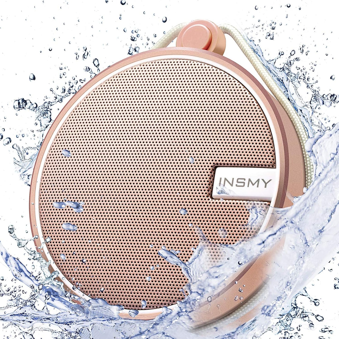 INSMY C12 IPX7 Waterproof Shower Bluetooth Speaker, Portable Small Speaker, Speakers Bluetooth Wireless Loud Clear Sound Support TF Card Suction Cup for Outdoor Kayak Canoe Beach Gift (Cashmere Pink)