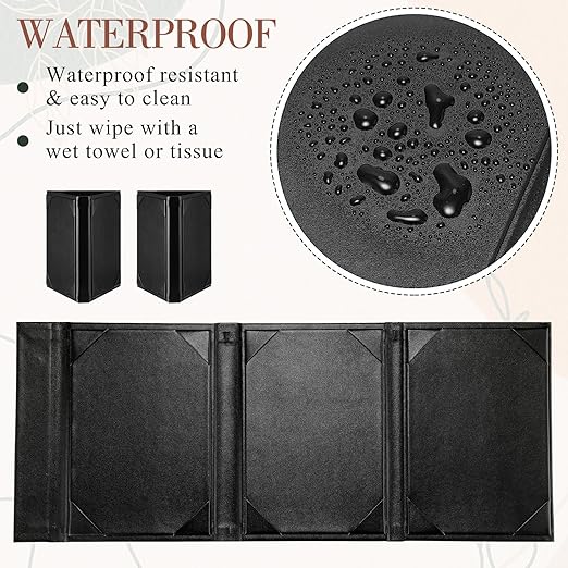 12 Pcs 5 x 7 Inch Triangle Menu Holders for Restaurant 3 Side Leatherette Table Tent Frame Menu Sign Cover Bulk for Restaurant Coffee Cafe Bar Wedding Drink Dessert
