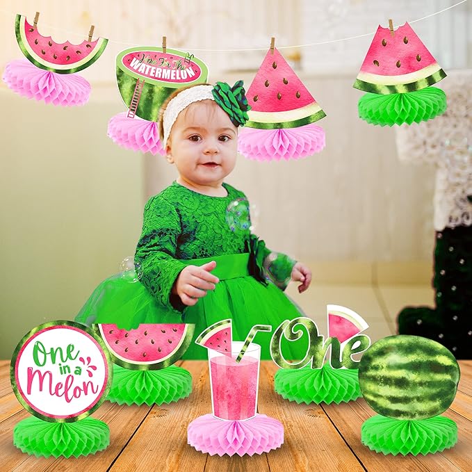 KatchOn, One In A Melon Centerpieces – Pack of 9 | One in a Melon Party Decorations | Watermelon Birthday Decorations, Watermelon Centerpieces for Tables for Birthday, Baby Shower, Summer Party Decor