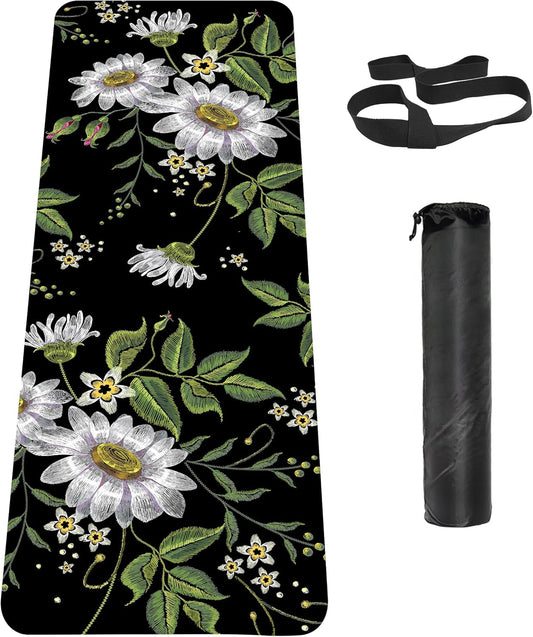 Non Slip Yoga Mat TPE Workout Mat for Men Women, Thick Workout Mat with Carrying Strap, Fitness Mats for Exercise, Yoga, Fitness, Pilates, Floor Workouts (72" x 24" x 6mm)