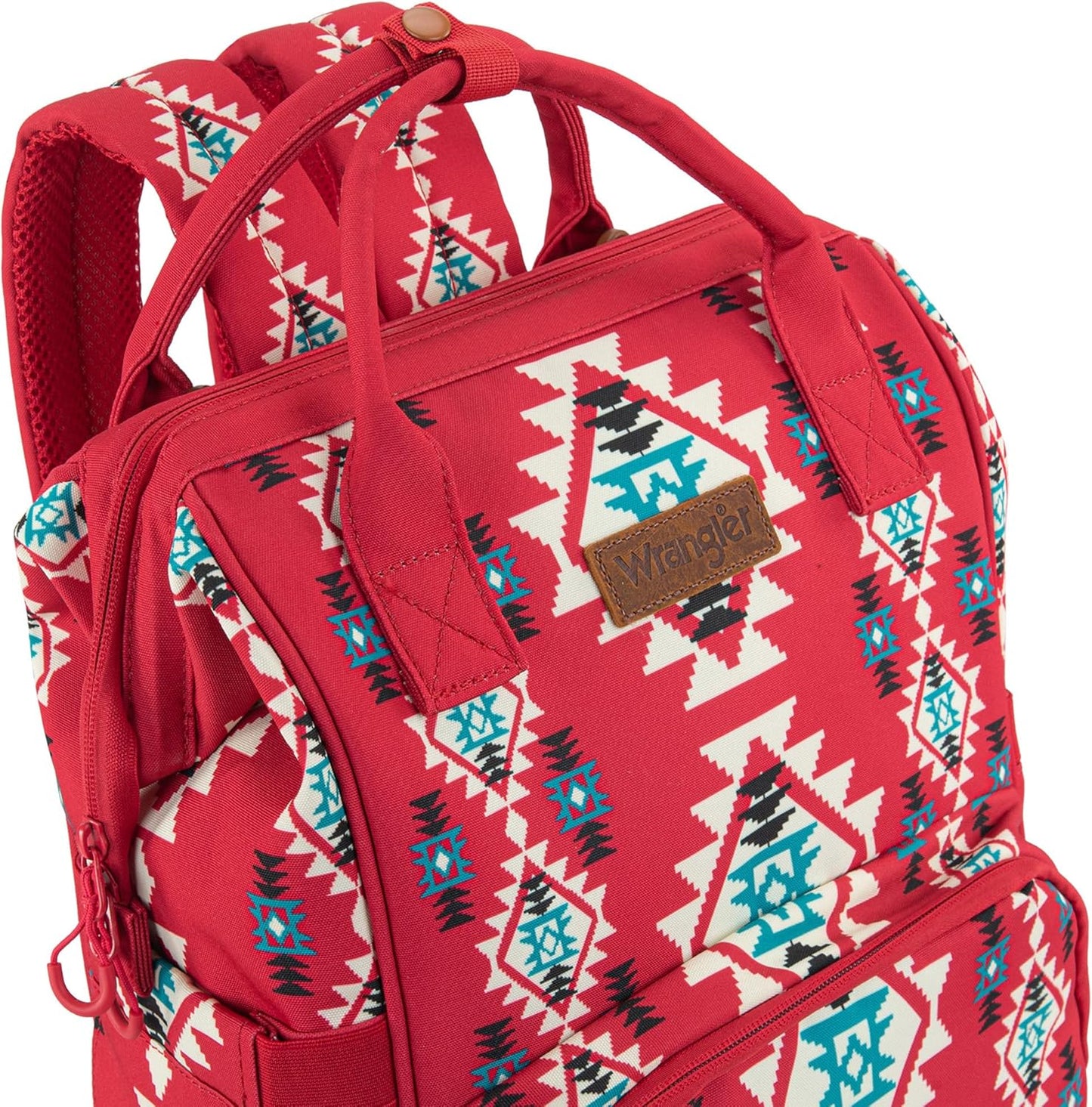 Wrangler Aztec Backpack Organized Daypack Travel Baby Bag with Stroller Strap and Side Bottle Pockets WG2204-9110BDY