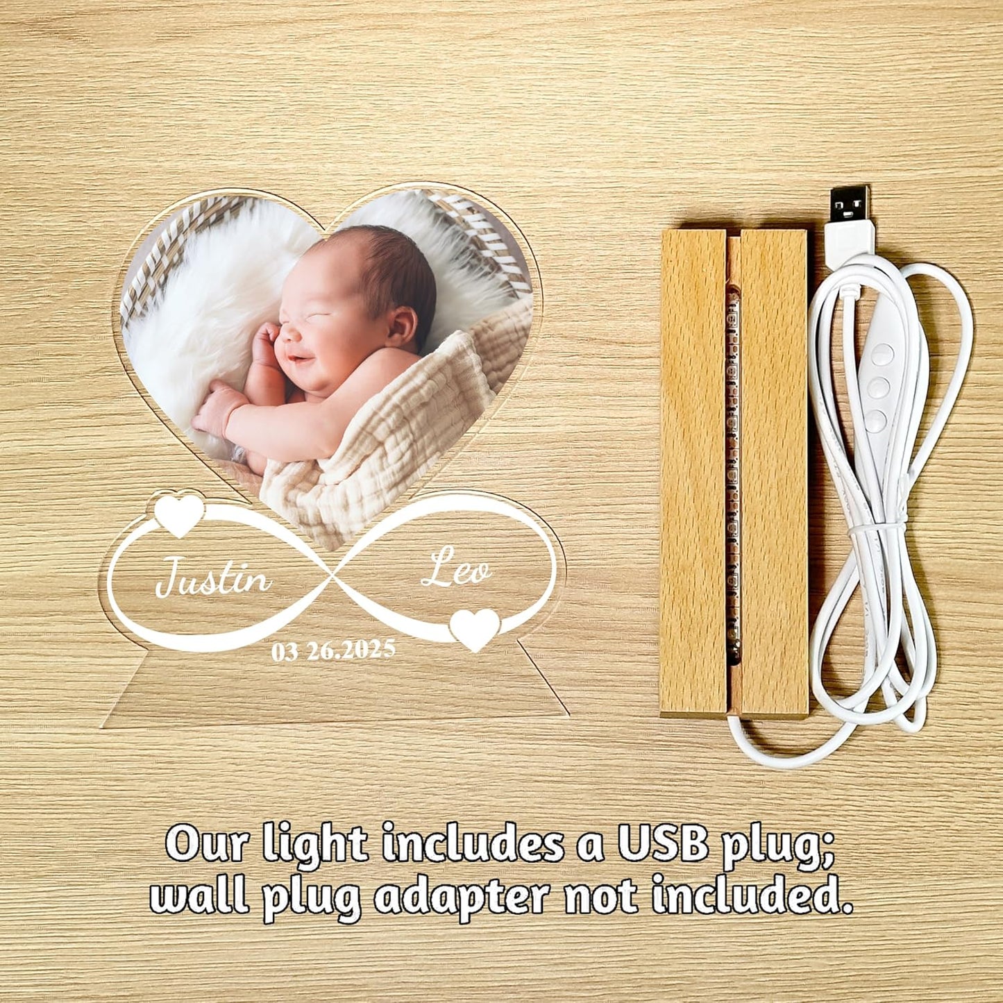 Personalized gift for Kids, Newborn Gifts for Baby Boy Girl, Custom Picture Frame Acrylic Plaque, Children's Room Nursery Bedroom Decor, Baby Shower, Baptism Gifts