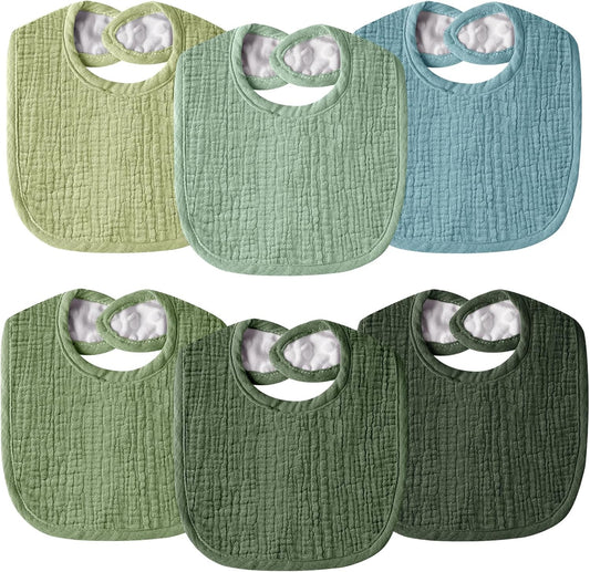 Muslin Baby Bibs for Unisex Boys Girls, Cotton Drool Bibs, Adjustable Newborn Bibs for Drooling and Teething