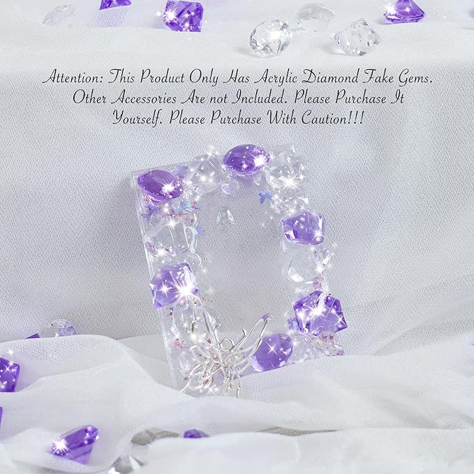 Acrylic Crushed Ice Rocks, Babenest 150 PCS Fake Crystals Plastic Ice Cubes Diamonds Gems for Vase Fillers, Home Decoration, Table Scatter, Event, Wedding, Arts & Crafts (Purple/Clear)