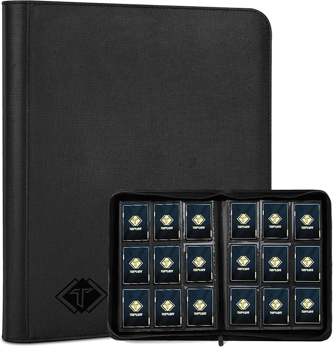 Zip MTG Card Binder with 432 Side Loading Pocket - fits TCG Baseball Football Sports Cards - Easy to Insert Collection Binder - Black