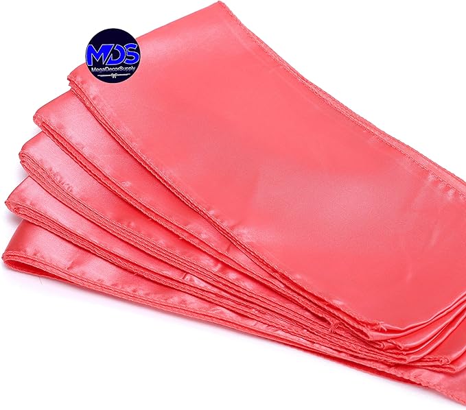 MDS Pack of 10 PCS Satin Chair Sashes Charmeuse Sateen Dining Chair Bows Ribbon Ties Back Sash for Wedding Party Birthday Home Hotel Restaurant Banquet Decoration (7 x 108 Inch, Coral)