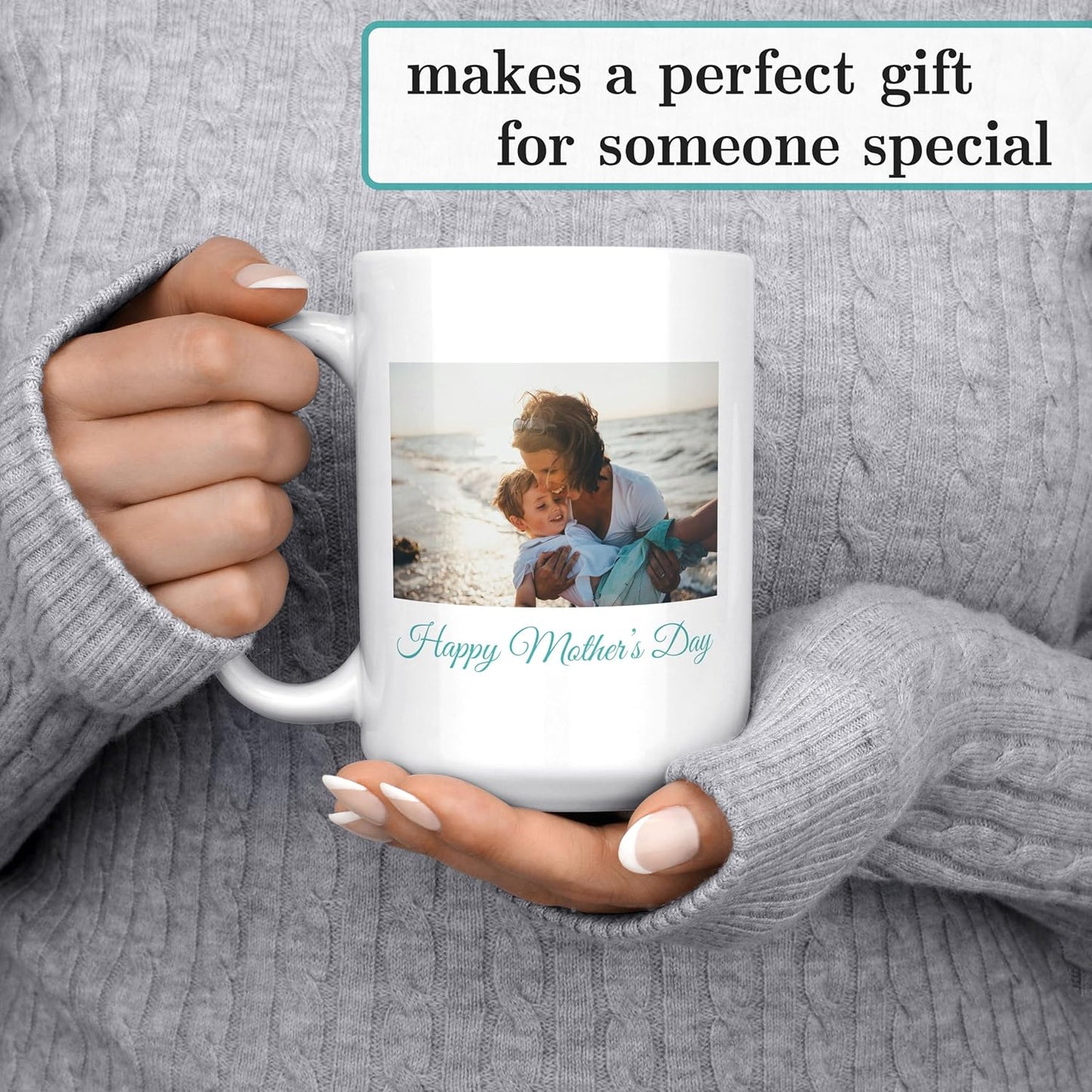 Personalized Mother's Day Coffee Mug, Custom Mum Photo Text 15 Oz Ceramic Mug, Customized Father's Day Gift Idea Picture Name Cup, Taza Cafe Personalizadas Fotos, Cute Gifts Mom Dad, White