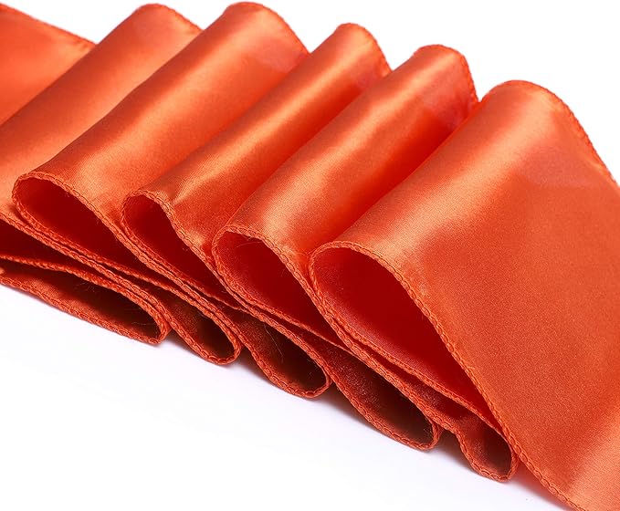 MDS Pack of 75 PCS Satin Chair Sashes Charmeuse Sateen Dining Chair Bows Ribbon Ties Back Sash for Wedding Party Birthday Home Hotel Restaurant Banquet Decoration (7 x 108 Inch, Brunt Orange)