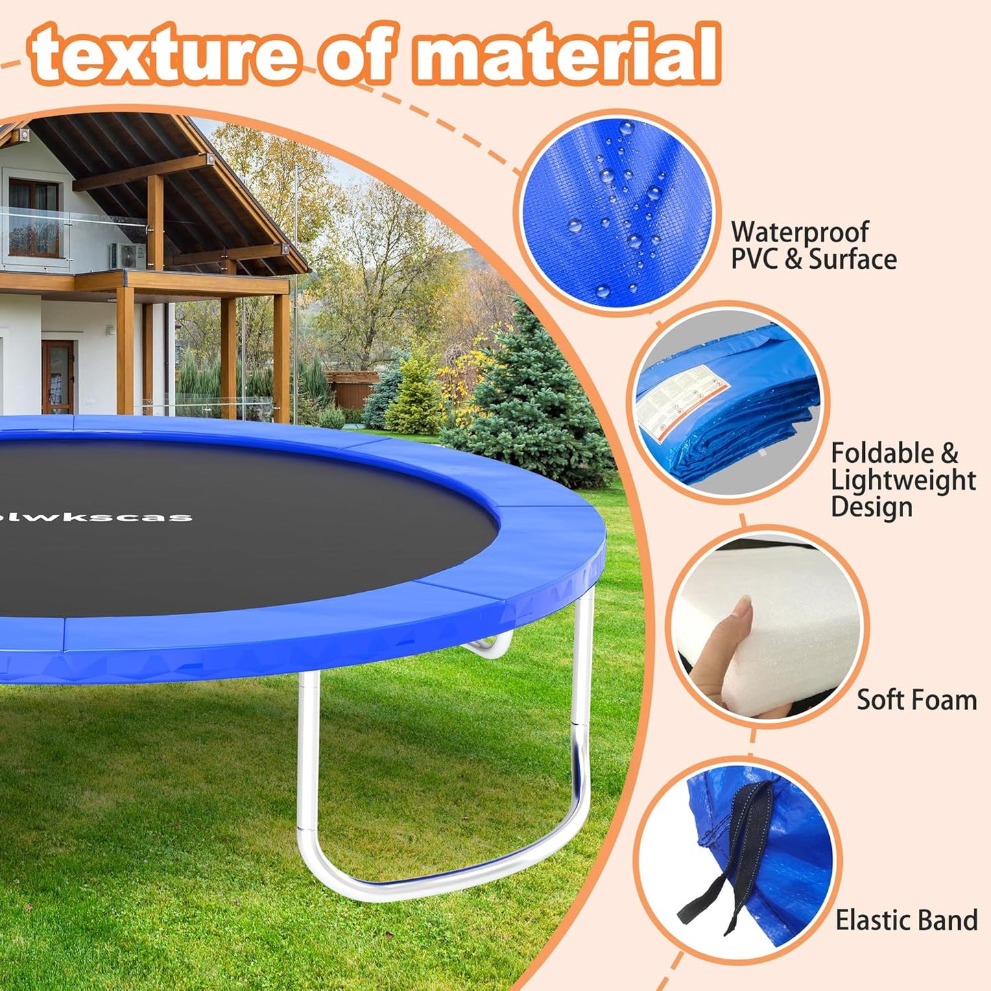 Trampoline Pad 10ft 12ft 14ft 15ft 16ft Trampoline Replacement Safety Pad, Waterproof and Tear-Resistant Safety Spring Cover Round Frame Pad, Trampoline Pad Replacement