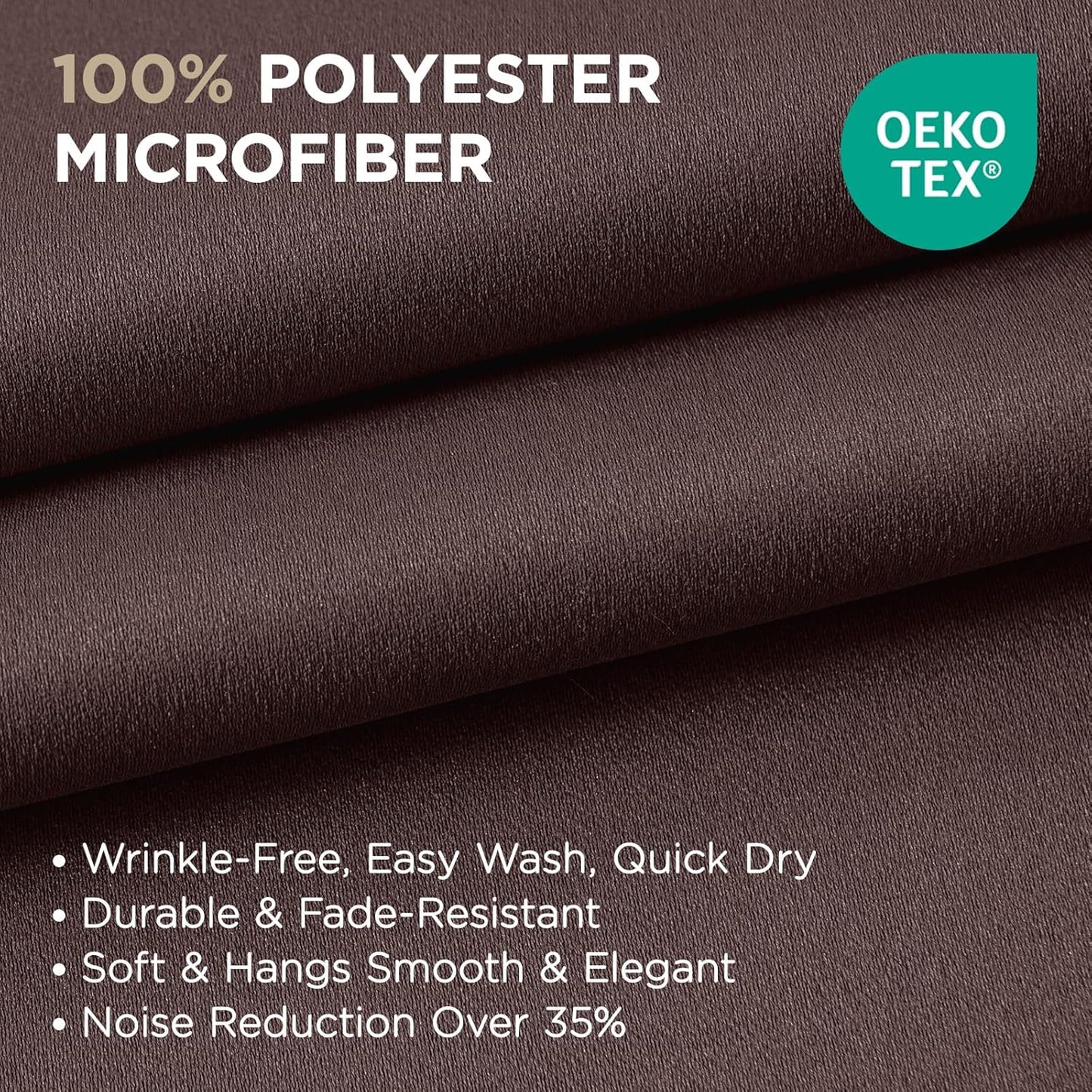 Joydeco Blackout Curtains 95 Inches Long 1 Panel, Thermal Insulated Long Curtains& Drapes 1 Piece, Room Darkening Grommet Drapes for Living Room Bedroom Window (W70 x L95 Inch, Chocolate)