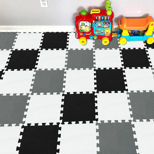 YIMINYUER® 25 Tiles (30cm×30cm×1cm Each Tile) Baby Soft Puzzle Play Mats, Kids Thick EVA Foam Floor, Toddlers & Children's Soft Interlocking Mat R01R04R12G301025