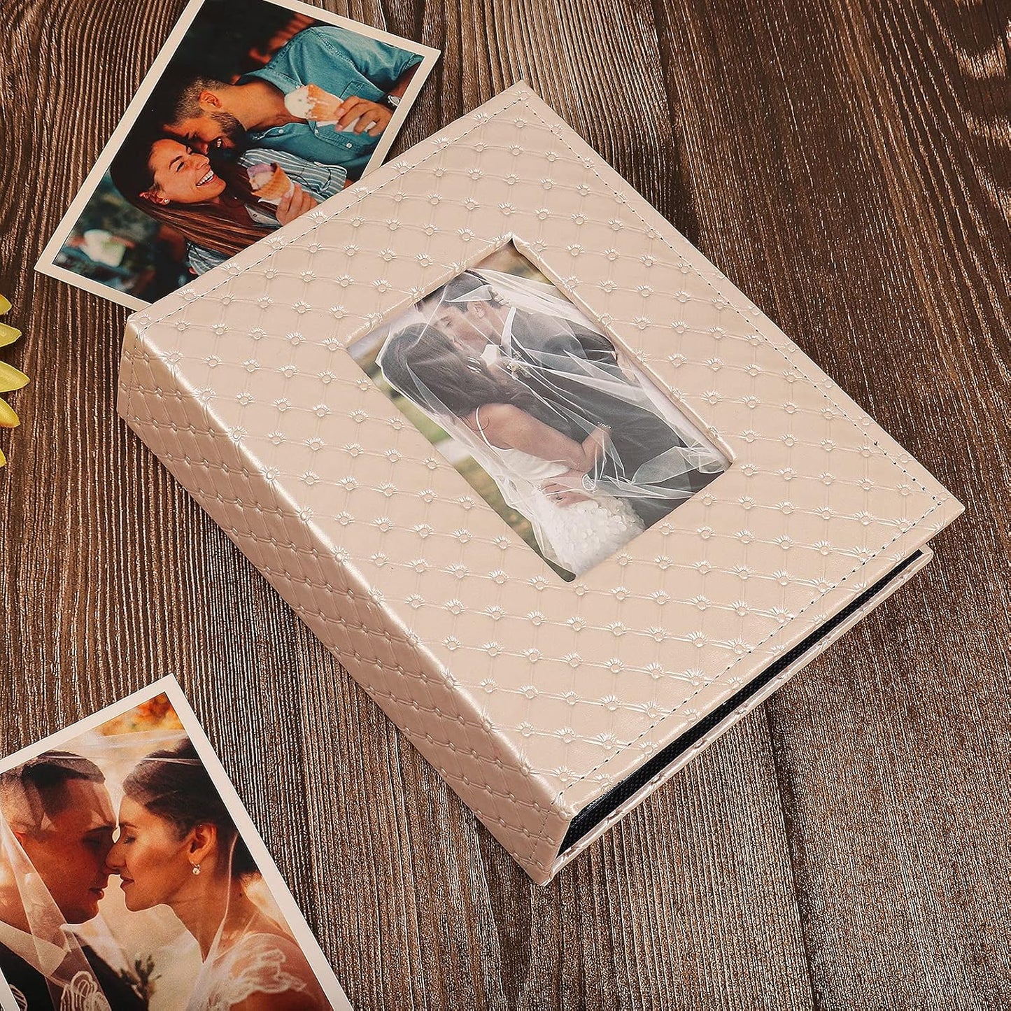 RECUTMS Small 4x6 Photo Album with 200 Pockets, Pink, Faux Leather, Can Hold 200 Horizontal Photos