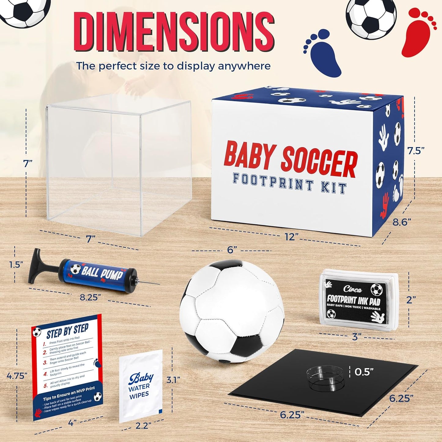 Circa Print Baby Soccer Ball Handprint Kit, Ink Pad for Hand and Footprints - Unique Keepsake for Dads, Baby Shower Present for Moms, Newborn Gift