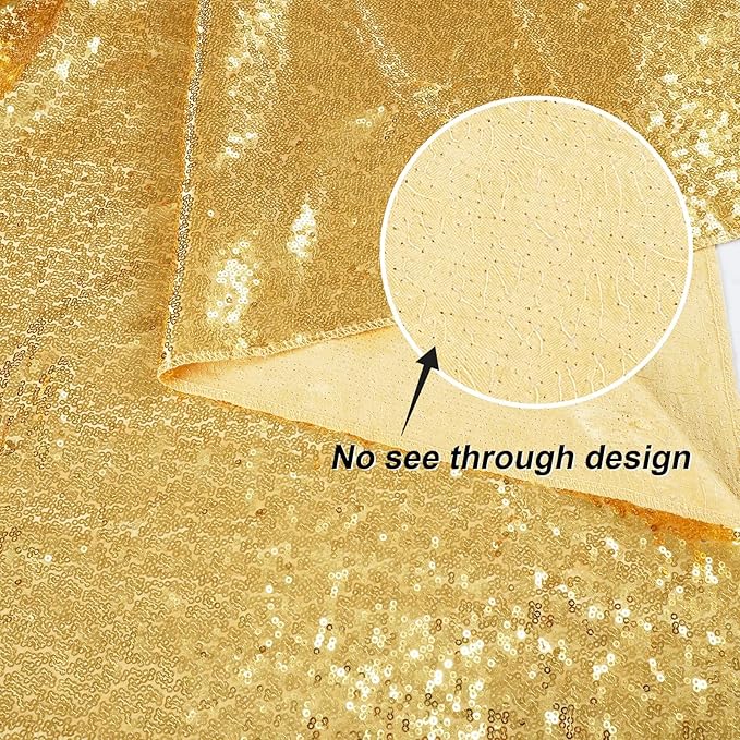 Gold Sequin Backdrop 8FTx8FT NO See-Through Photobooth Backdrop Curtains for Birthday, Party, Wedding Decoration