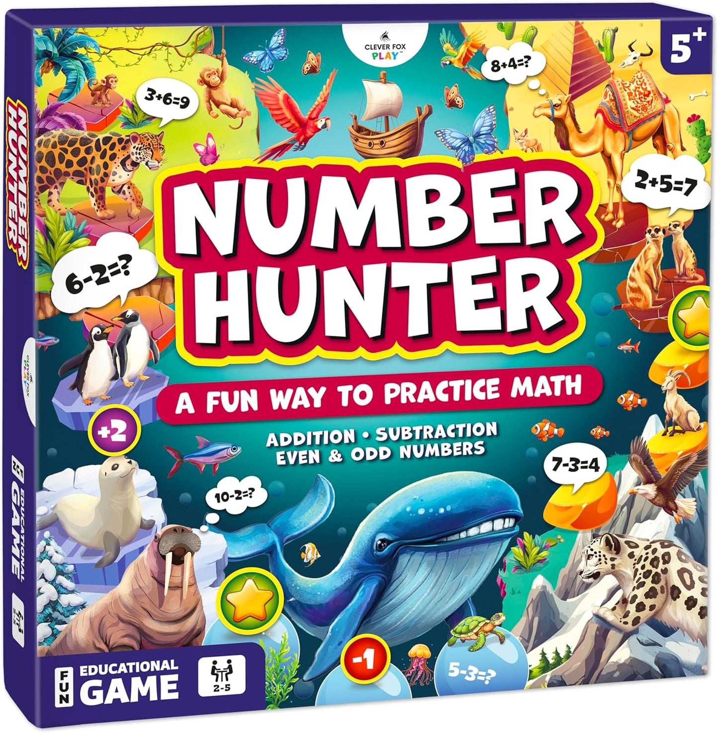 Number Hunter Math Board Game – Addition & Subtraction Adventure for Kids Ages 4-8 – Fun Educational STEM Game for Kindergarten, 1st-3rd Grade, Homeschool & Family Game Night