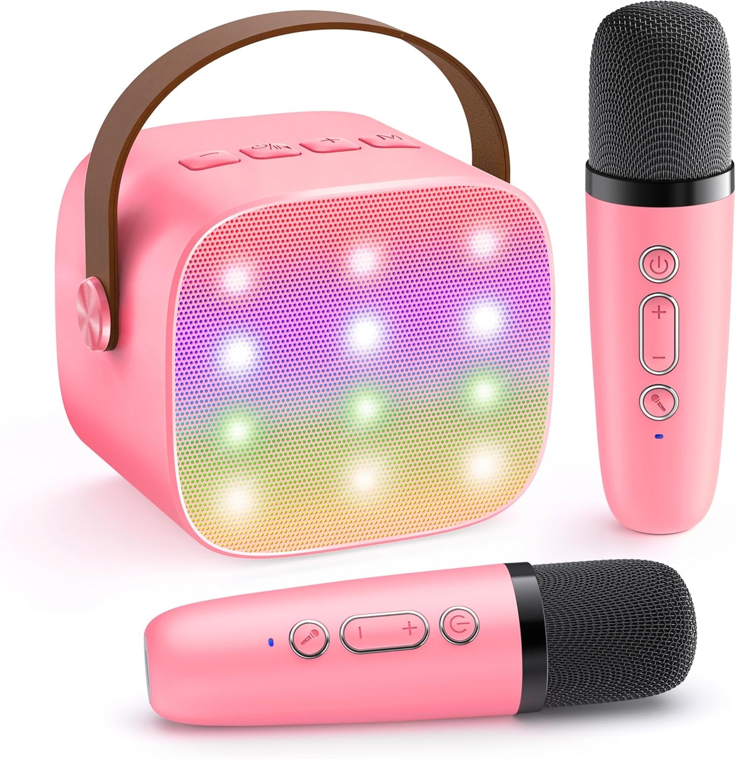 YLL Mini Karaoke Machine for Kids Adults, Portable Bluetooth Speaker with 2 Wireless Microphones, Most Popular Toys Birthday Gifts for Girls 4, 5, 6, 7, 8, 9, 10, 11, 12+ Years Old Toddler Teens（Rose）