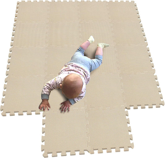 MQIAOHAM® 18 Pieces Puzzle Play Mats, Soft Baby Play Mat, Kids Interlocking Foam Floor Tiles, Toddlers Carpet Playmats G301018-110