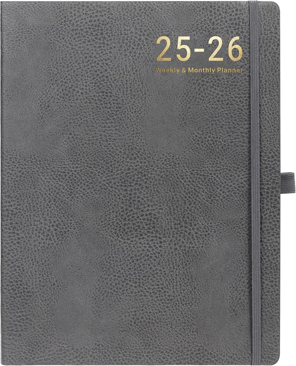 Planner 2025-2026 - 2025-2026 Planner Weekly and Monthly, Jul. 2025 - Jun. 2026, 8.5" x 11", Leather Cover Planners with Thick Paper, Back Pocket with Notes Pages - Grey