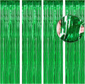 BTSD-home Green Foil Fringe Curtain, Metallic Photo Booth Backdrop Tinsel Door Curtains for St Patricks Day Birthday Bridal Baby Shower Bachelorette Christmas Party Decorations(4 Pack, 8ft x 3ft)