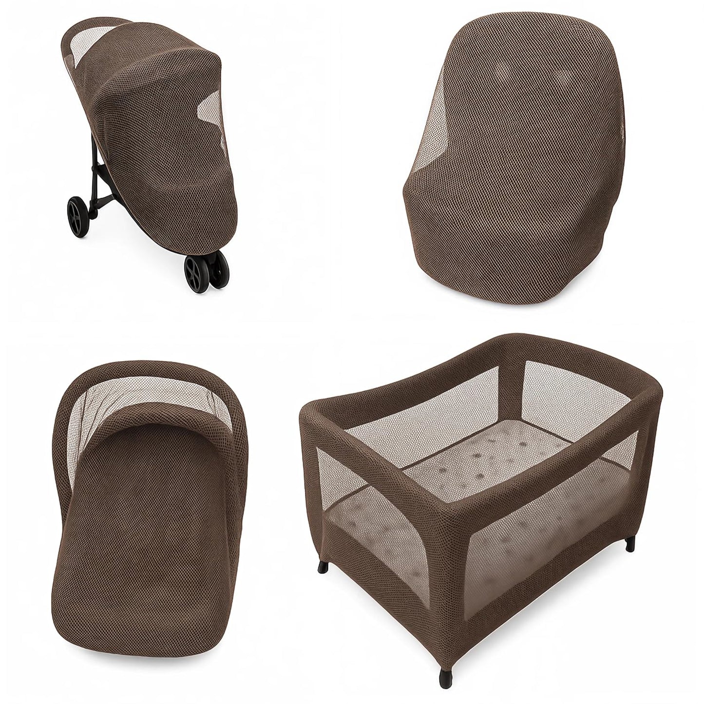 Enovoe Baby Mosquito Net for Stroller - Durable Cover for Cribs, Bassinets, Playards, Brown