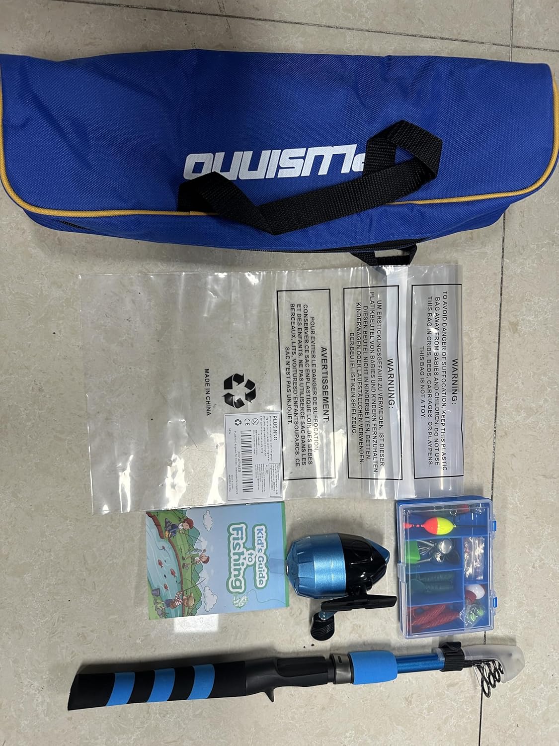 PLUSINNO Kids Fishing Pole, Portable Telescopic Fishing Rod and Reel Combo Kit - with Spincast Fishing Reel Tackle Box for Boys, Girls, Youth