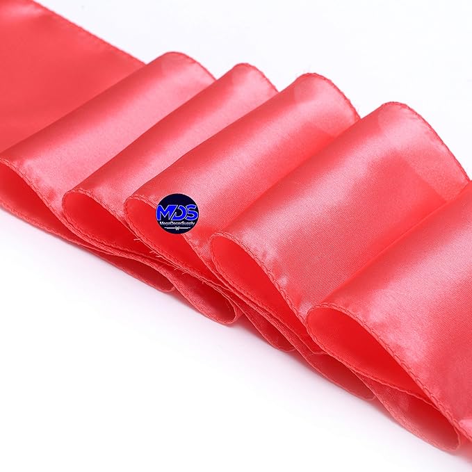 MDS Pack of 10 PCS Satin Chair Sashes Charmeuse Sateen Dining Chair Bows Ribbon Ties Back Sash for Wedding Party Birthday Home Hotel Restaurant Banquet Decoration (7 x 108 Inch, Coral)
