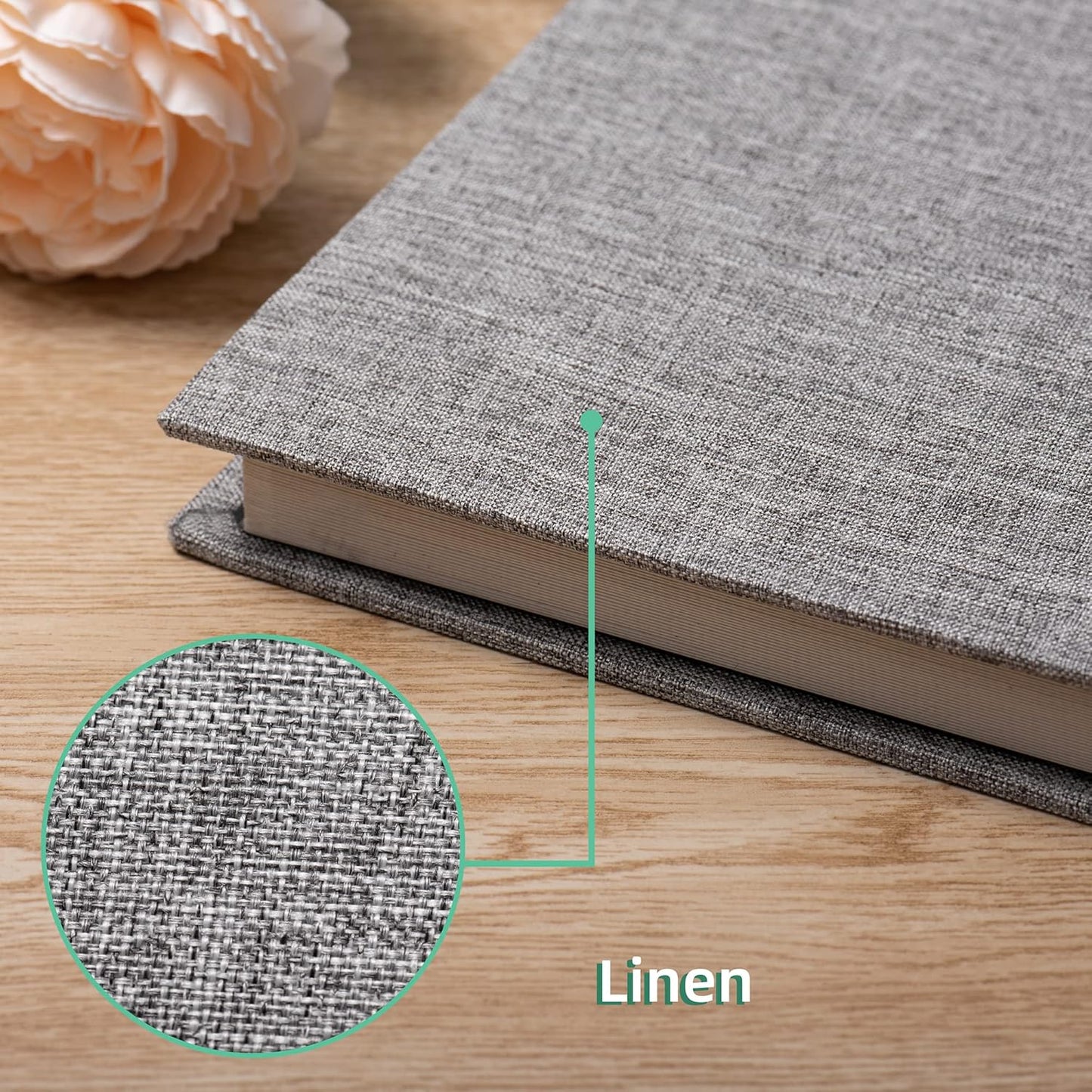 Large Photo Album Self Adhesive Scrapbook Album for 4×6 5×7 8×10 Pictures DIY Magnetic Linen Cover Album 40 Pages for Family Wedding Gifts with Metal Pen and Plastic Board