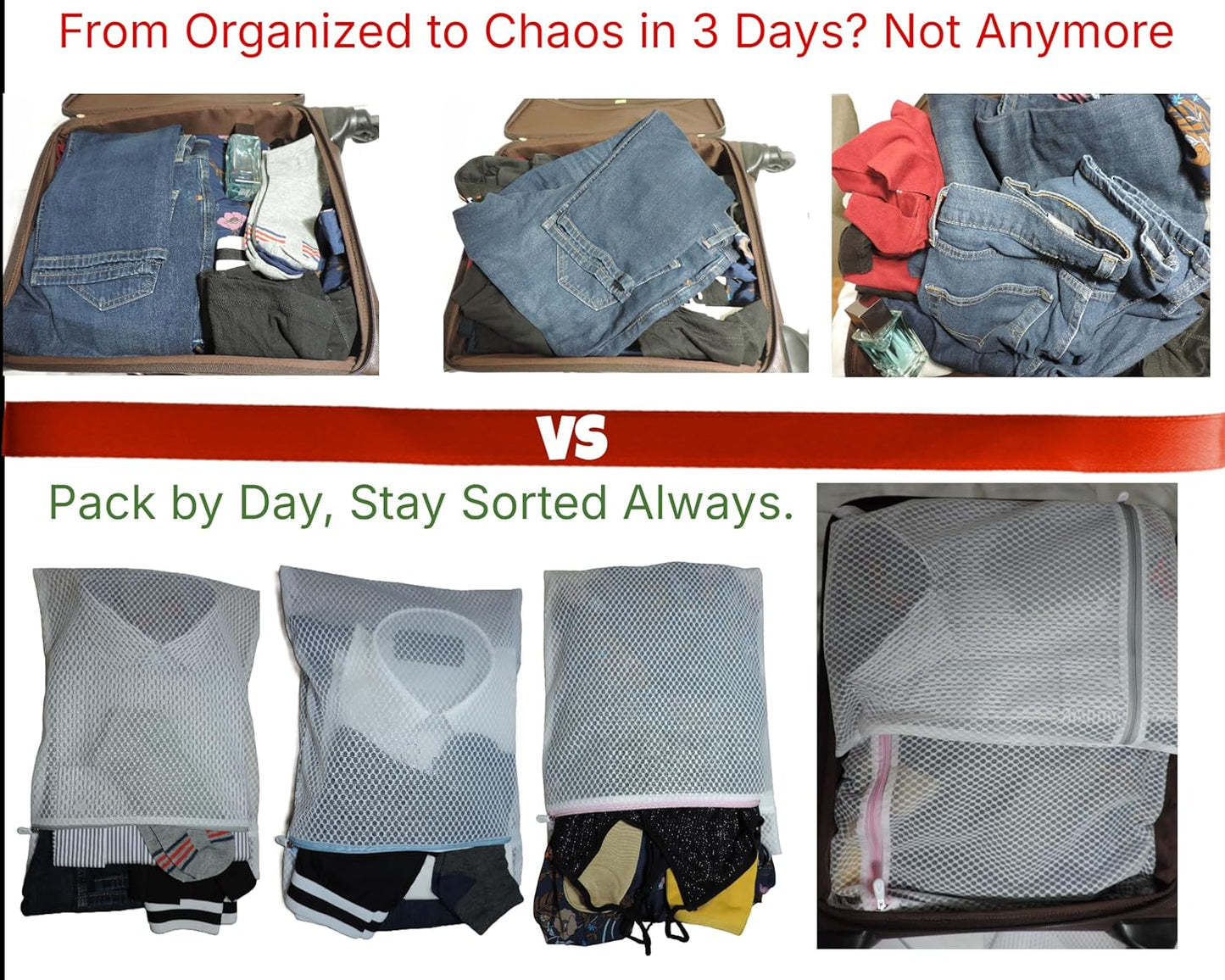 Mesh Laundry Bags for Delicates – 3-Pack (12″×16″) with Color-Coded Zippers – Honeycomb Mesh, Locking Zipper, Washer & Dryer Safe for Bras, Socks, Travel Clothes