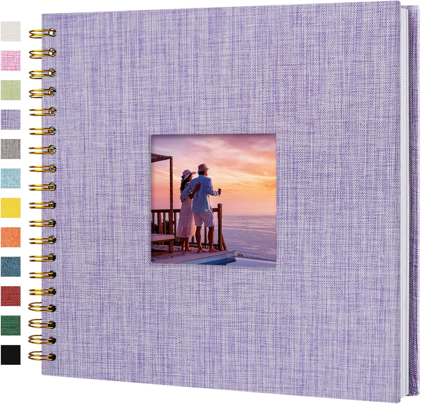 Scrapbook Photo Album Linen Cover, 10 x 10 Inch Hardcover Kraft White Pages Memory Book, for Travel Wedding Guest Book Christmas Baby Shower (20 Sheets/ 40 Pages,Purple)