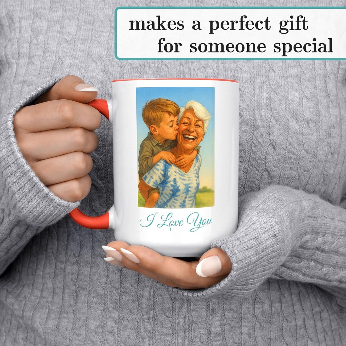 Personalized Coffee Mug, Custom Photo Caricature Gift, Funny Customized Coffee Gift for Men & Women, Custom Mugs with Pictures, Orange 15oz Customized Ceramic Tea Cup