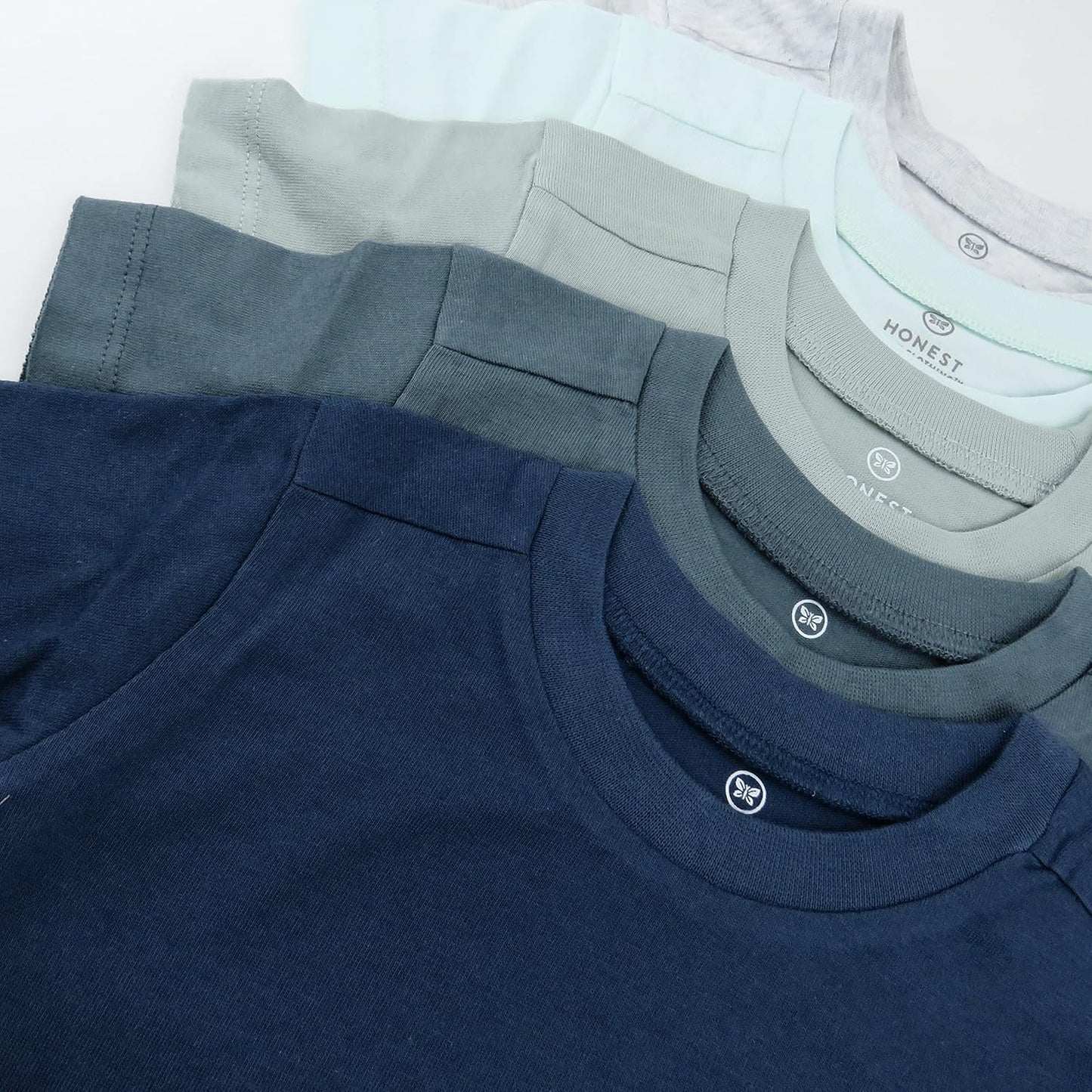 5-Pack Short Sleeve T-Shirts 100% Organic Cotton Baby, Toddler, Little Kid, Boy, Girl, Unisex