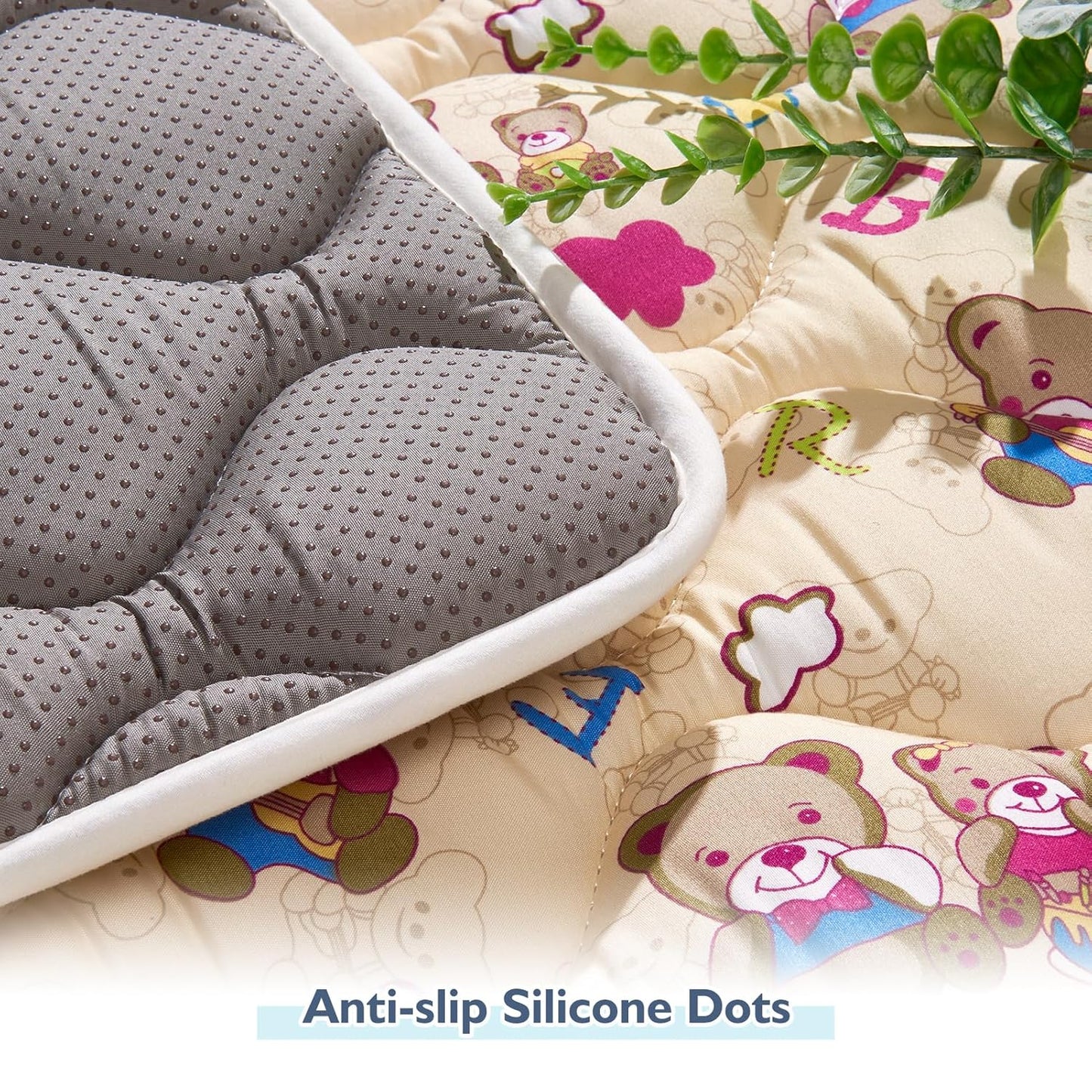 Vibe Bear High-Density Foam Baby Play Mat, 50x50 Inches Thicken One-Piece Comfortable and Soft Baby Playmat, Non Slip Washable Floor Mat for Infants, Toddlers