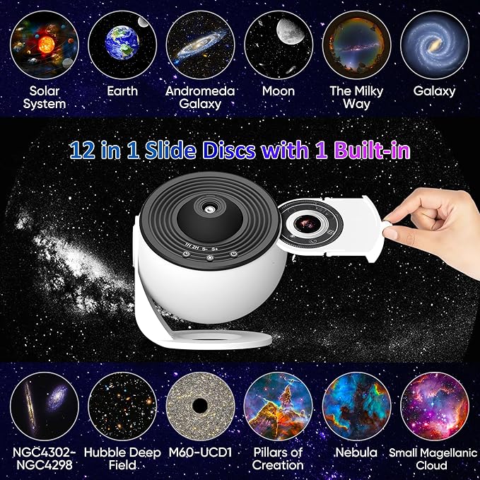 Galaxy Projector for Bedroom,13 in 1 Star Projector with Timer and 3 Button Control 360° Rotating Planetarium Ceiling Night Light Projector for Kids,Adult,Gifts,Ceiling,Bedroom Room Decor