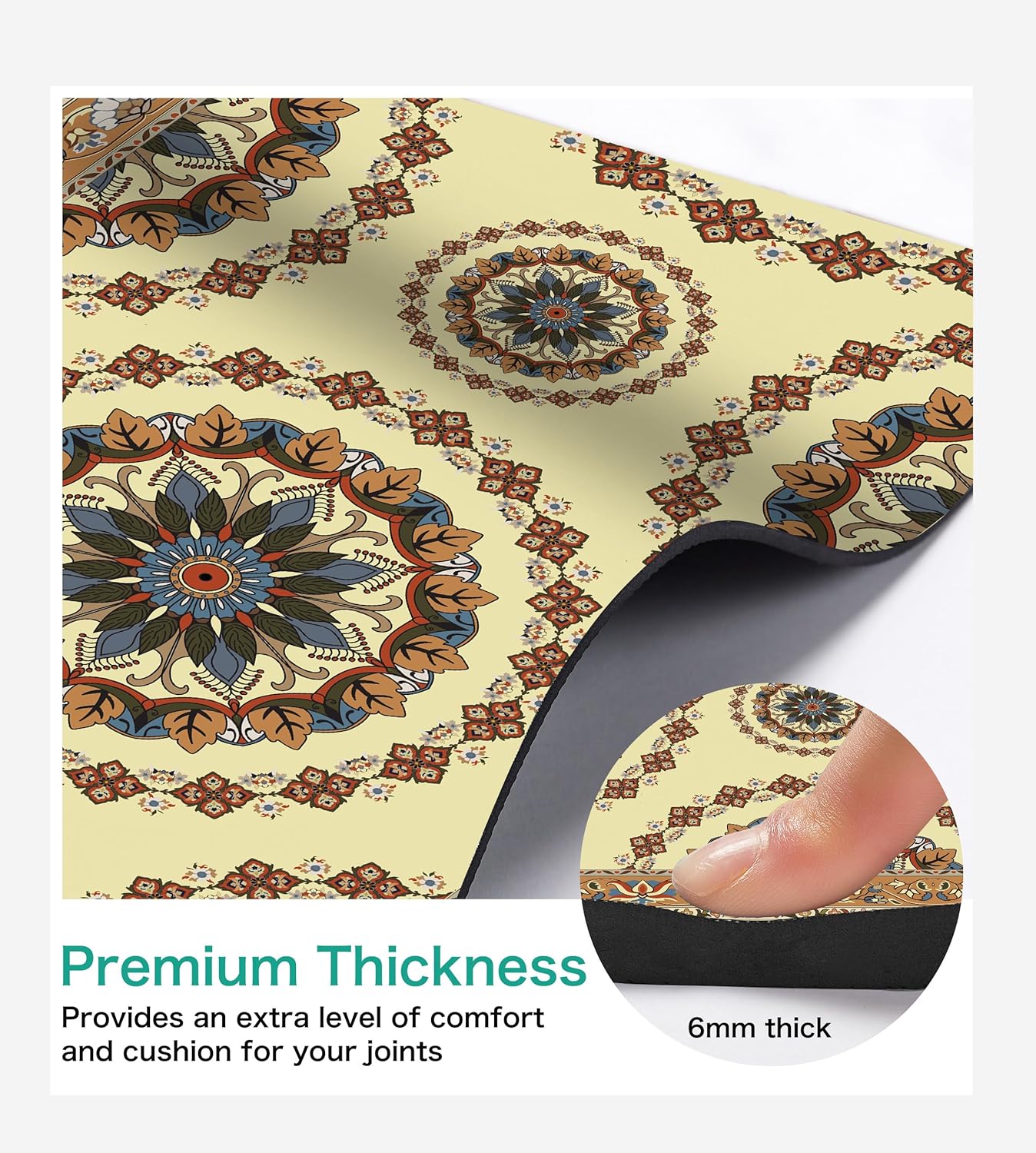 Non Slip Yoga Mat TPE Workout Mat for Men Women, Thick Workout Mat with Carrying Strap, Fitness Mats for Exercise, Yoga, Fitness, Pilates, Floor Workouts (72" x 24" x 6mm)