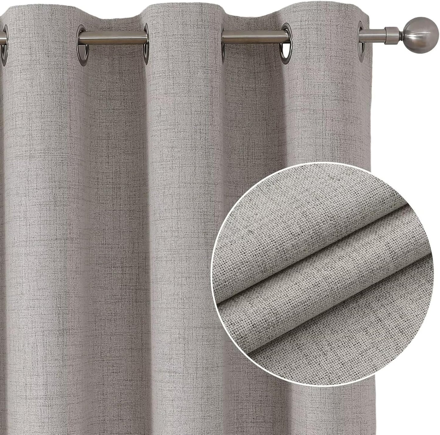 Joydeco Total Blackout Curtains Customize for Living Room Bedroom, Greyish White Grommet Privacy Thermal Insulated Room Darkening Curtain 1 Panel (Custom Size, Color)