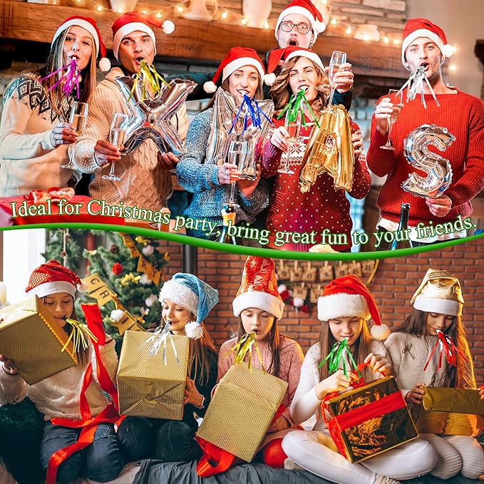 12 Pcs Glitter Noise Makers Metallic Fringed Party Blower for Adults Birthday Graduation New Years Party Favors Supplies (Silver)